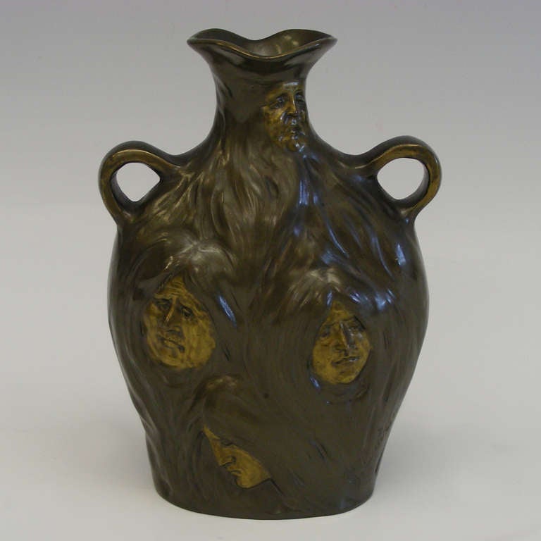 French Art Nouveau Bronze Vase by Georges Charles Coudray