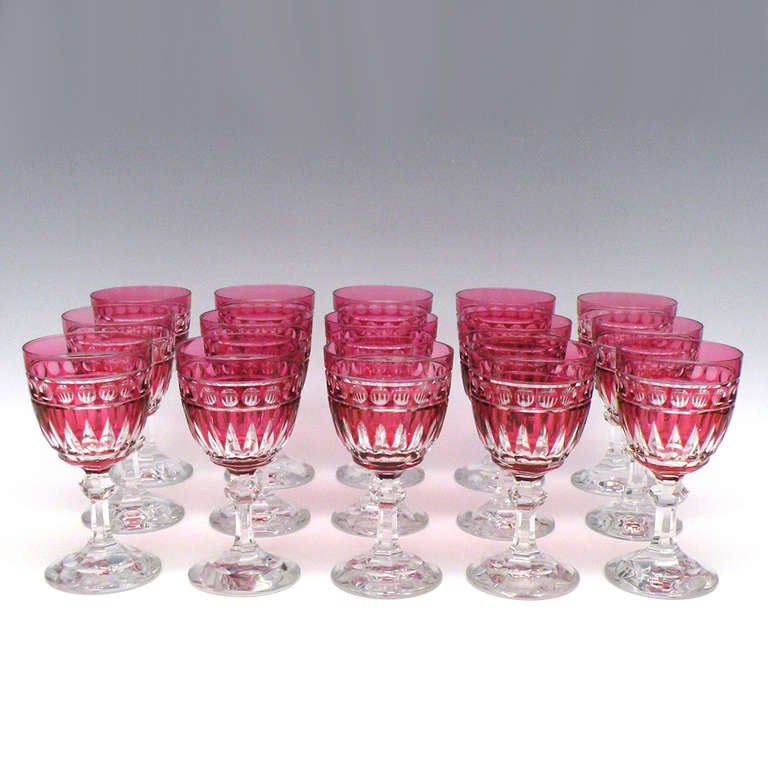 15 Val St. Lambert Art Deco Water Goblets In Excellent Condition In Litchfield, CT
