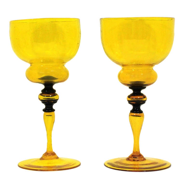 Modernist Venetian Water Goblets Set of 14