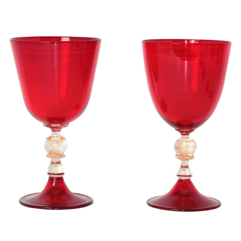 19th Century Venetian Water Goblets  Set of 12