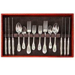 Retro Elegant Sterling Flatware Set for 6 by Ercuis of Paris in Empire Pattern