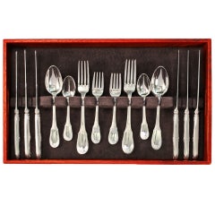 Vintage Elegant Sterling Flatware Set for 6 by Ercuis of Paris in Empire Pattern