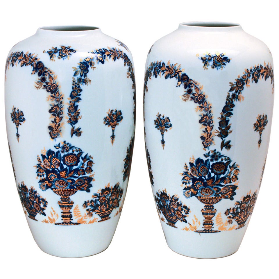 Pair of Monumental Heinrich Porcelain Palace Vases