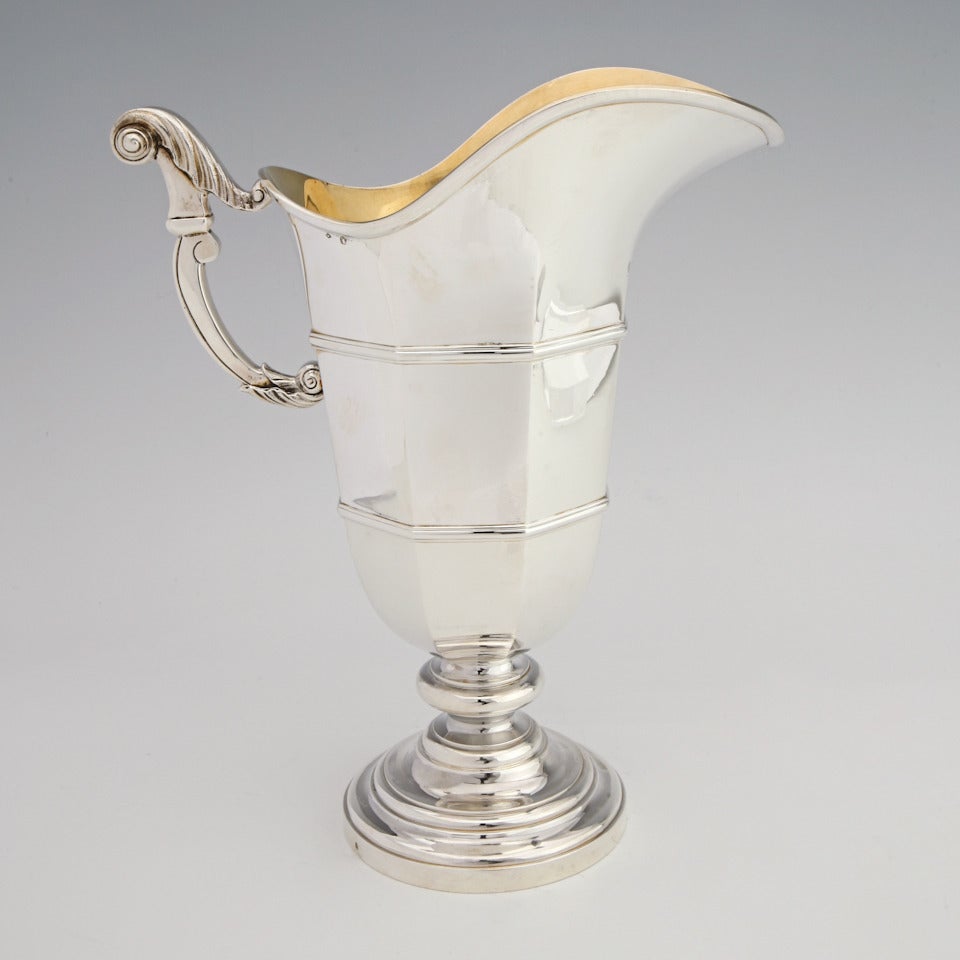 Early 20th Century Art Deco .950 Silver French Wine Pitcher