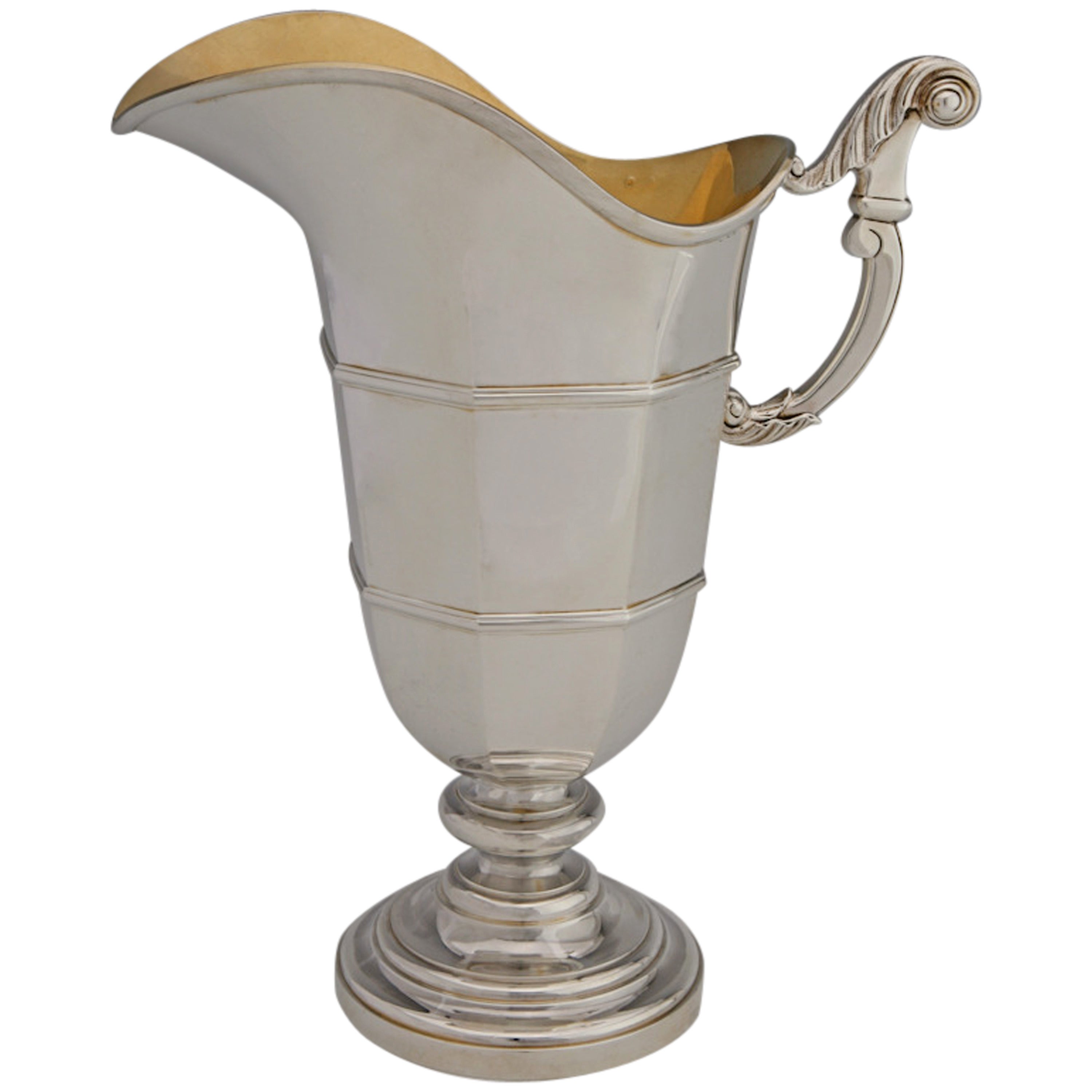 Art Deco .950 Silver French Wine Pitcher