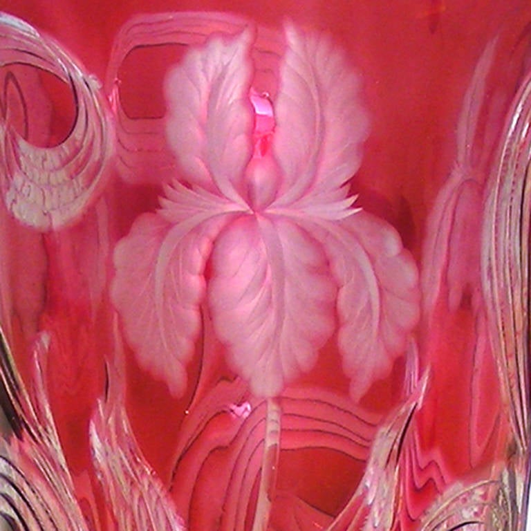 Stevens & Williams Cranberry Cut-to-Clear Crystal Vase 1