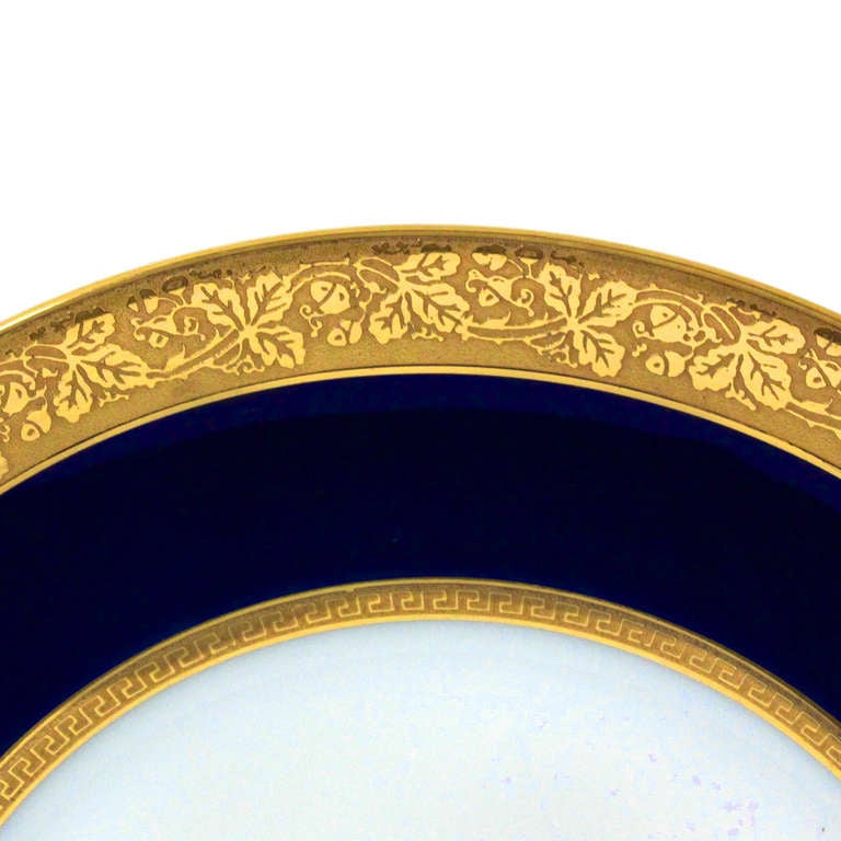 French 41 Limoges Cobalt with Gilded Details Dinner Plates