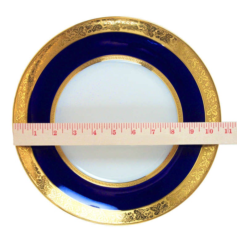 41 Limoges Cobalt with Gilded Details Dinner Plates In Excellent Condition In Litchfield, CT