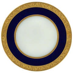 41 Limoges Cobalt with Gilded Details Dinner Plates