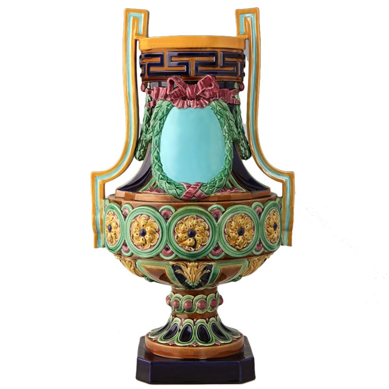 Huge Minton Majolica Vase For Sale