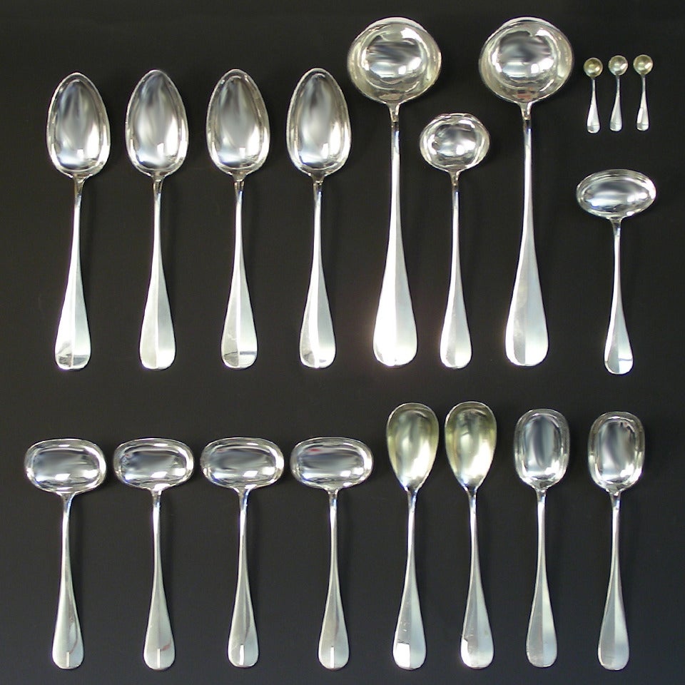 Georgian Massive Antique Silver Flatware Set for 24, Austrian, 376 Pieces 