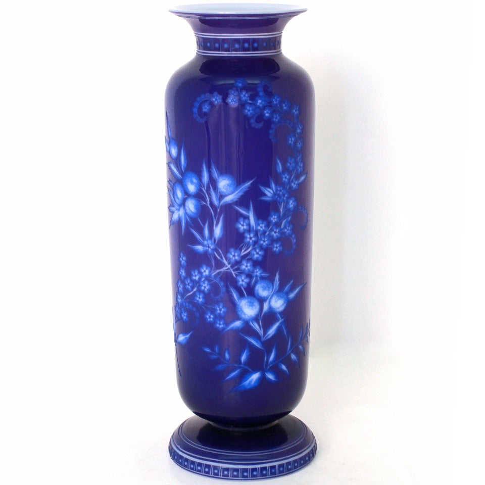 Japonisme Stevens & Williams Intaglio Cut Case Art Glass Vases