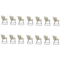 Set of Fourteen Chairs by Geneviève Dangles & Christian Defrance, Burov Edition