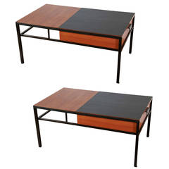 Pair of low tables with drawer by André Simard - André Simard edition - 1955