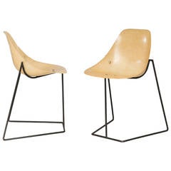 Vintage Pair of coccinelle chairs by René-Jean Caillette - Steiner edition - 1957