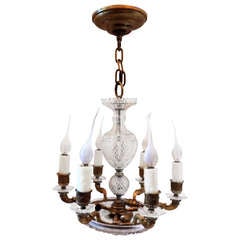 French Dore Bronze & Cut Crystal 9 Light Chandelier