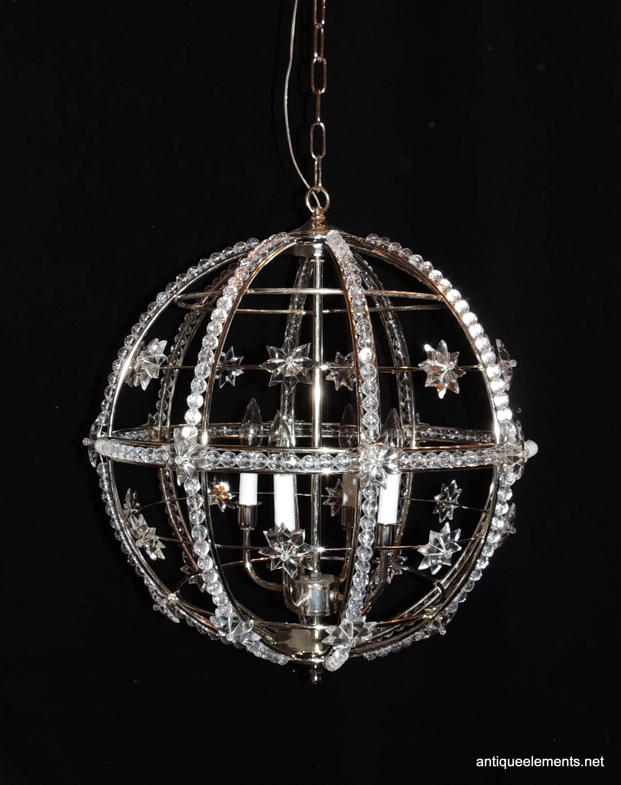 Art Deco Modern Deco Transitional Polished Nickel Chrome Globe Beaded Star Fixture