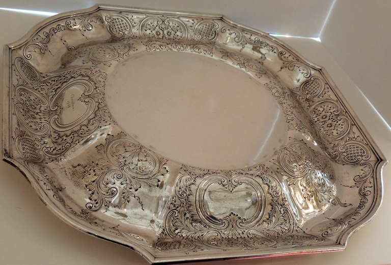 Sterling Silver Monumental Bailey Banks & Biddle Sterling Centerpiece Presentation Bowl & Tray 