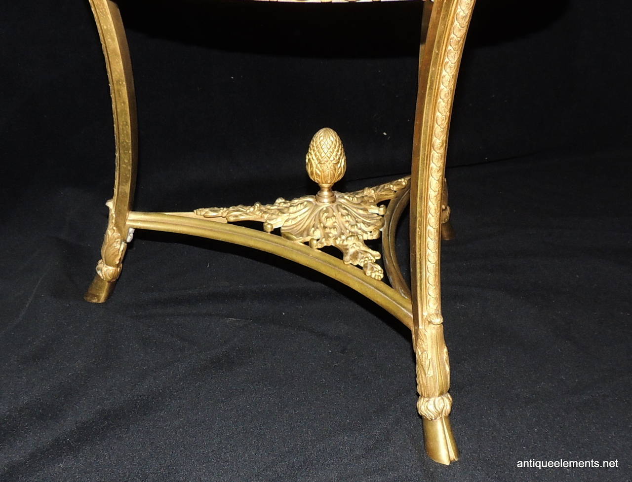 Neoclassical 1920s Dore Bronze Black Marble Top Gueridon Table Ormolu Mountings 1