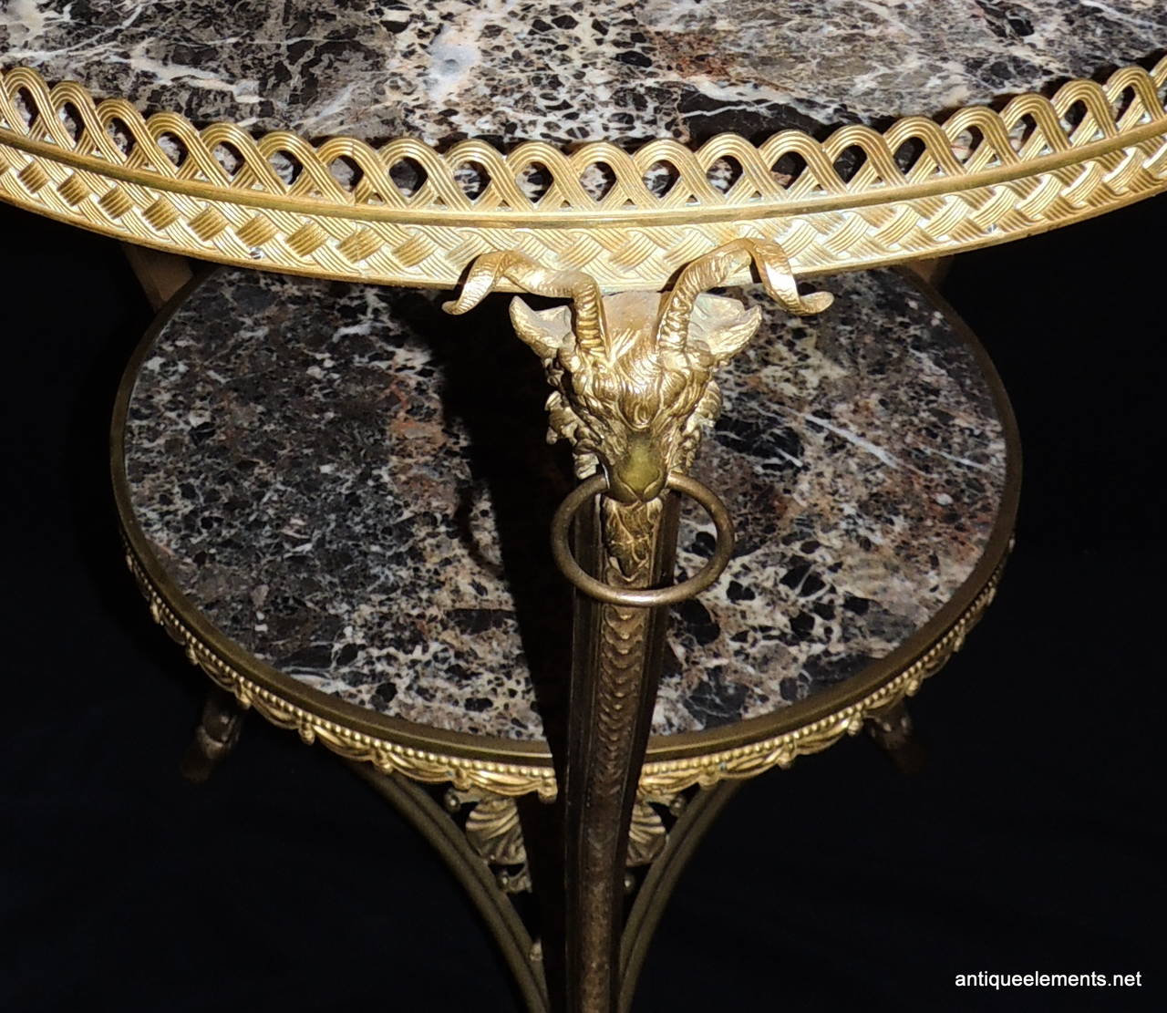 Neoclassical 1920s Dore Bronze Black Marble Top Gueridon Table Ormolu Mountings In Good Condition In Roslyn, NY