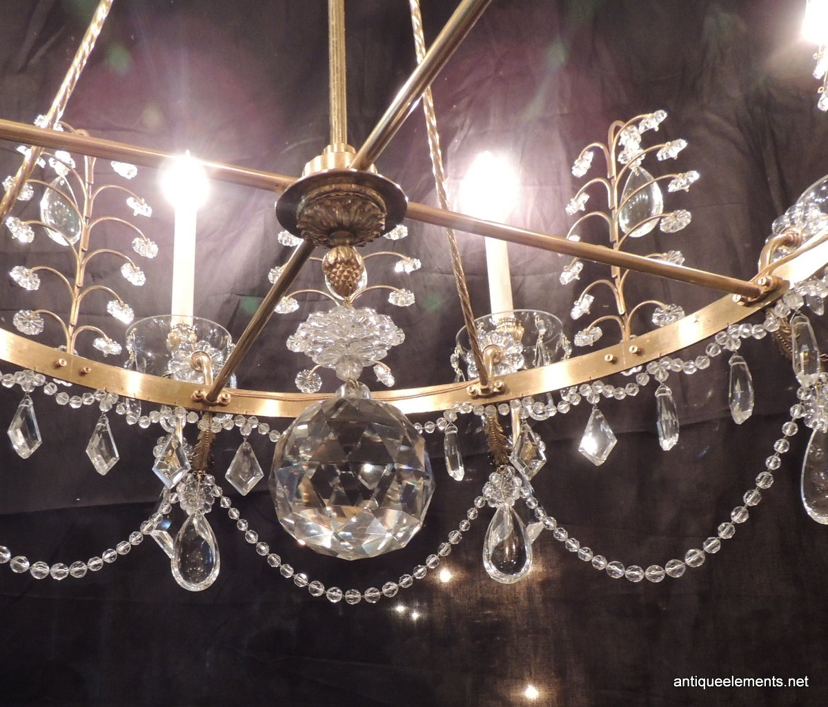 Very Large Fine French Neoclassical Bronze Crystal Eight-Light Baltic Chandelier 1