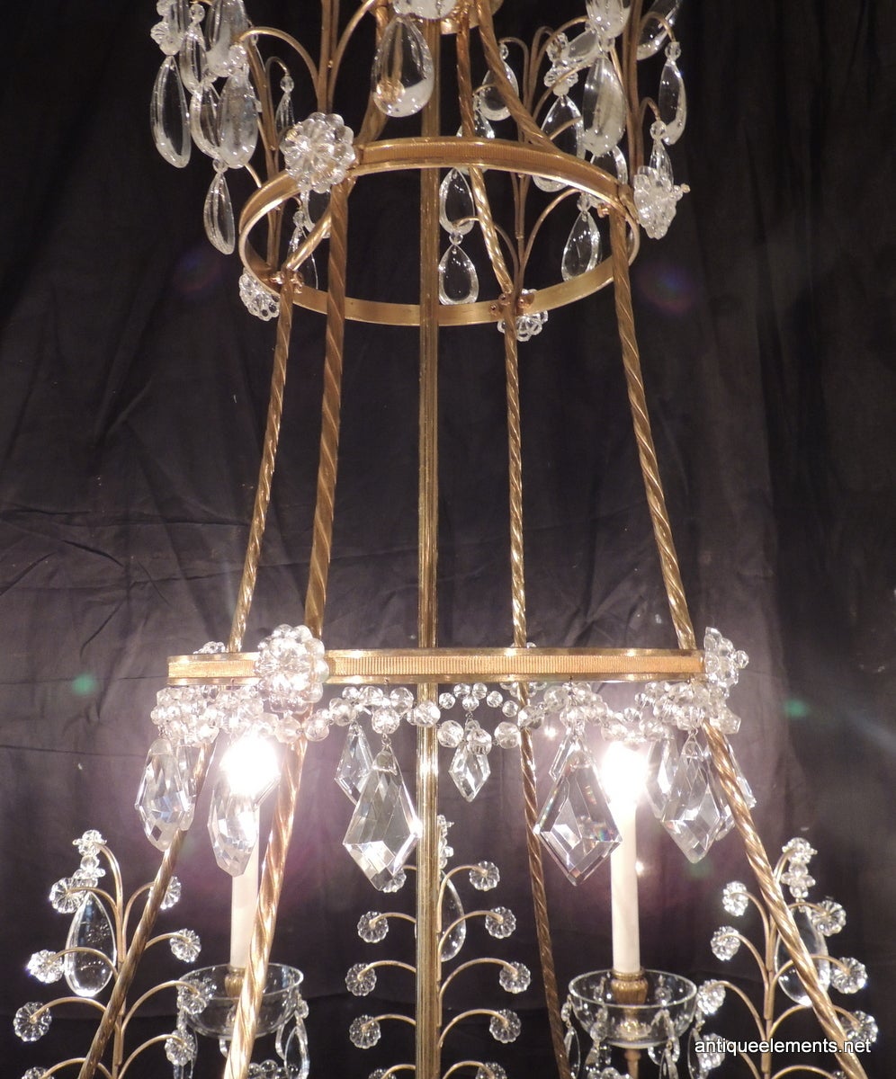 Gilt Very Large Fine French Neoclassical Bronze Crystal Eight-Light Baltic Chandelier