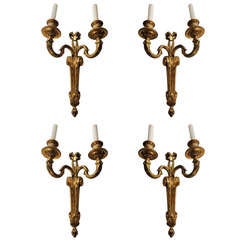 Set of 4 Caldwell Dore Bronze 2 Arm Sconces