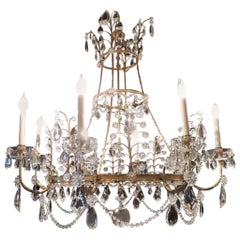 Very Large Fine French Neoclassical Bronze Crystal Eight-Light Baltic Chandelier