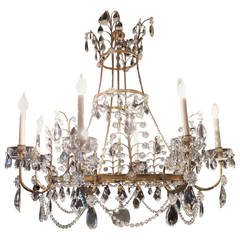Very Large Fine French Neoclassical Bronze Crystal Eight-Light Baltic Chandelier 7