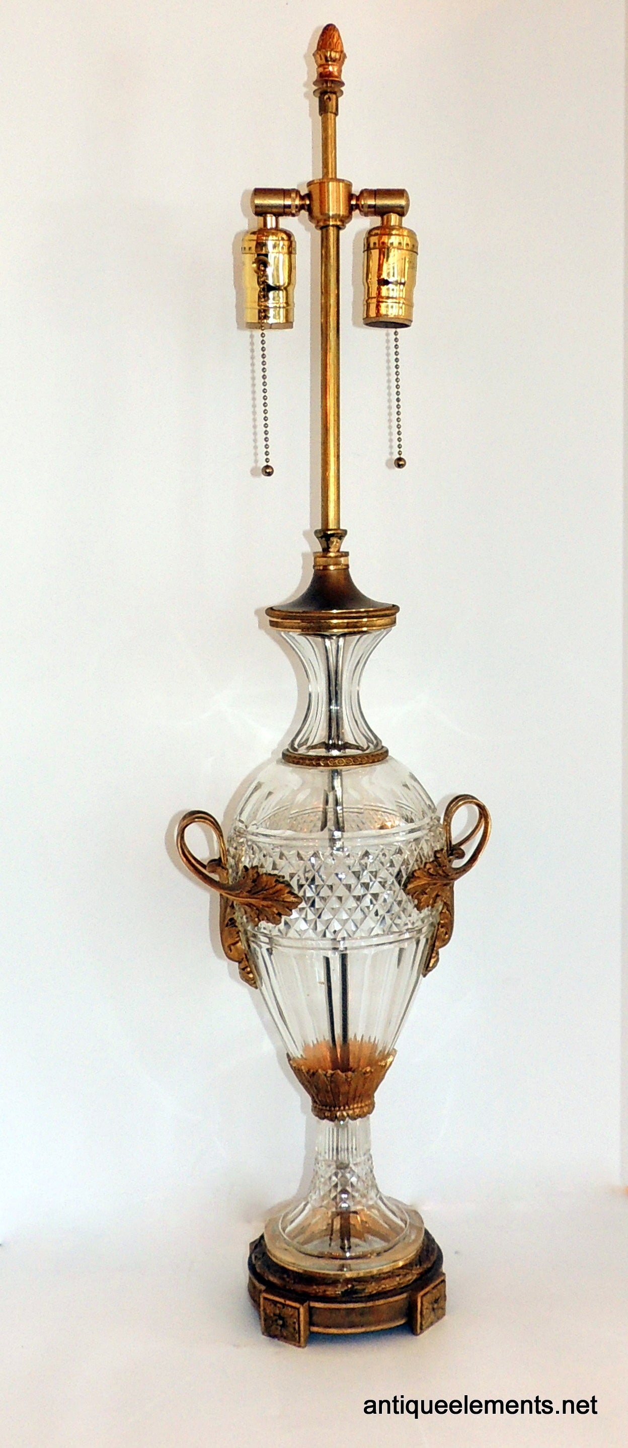 Pair of Austrian Cut Crystal Gilt Dore Bronze-Mounted Ormolu Lamps French