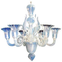 Vintage Modern Transitional Opalescent Venetian Murano Glass Chandelier Fixture