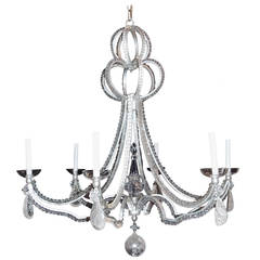 Vintage Modern Niermann Weeks Six-Light Beaded & Rock Crystal Bagues Chandelier