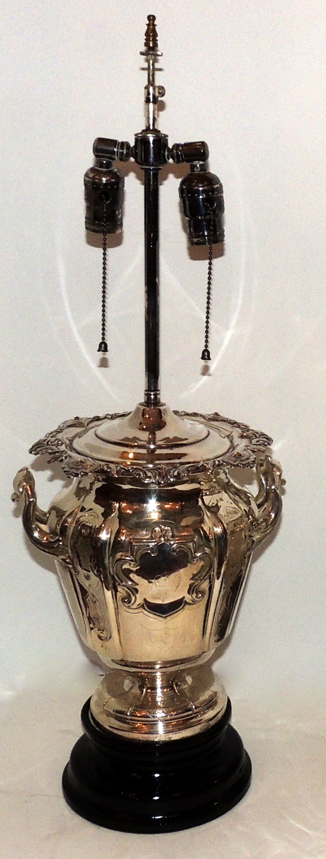 Adam Style Exceptional Pair of English Silver Plated Champagne Ice Bucket Lamps, Unique