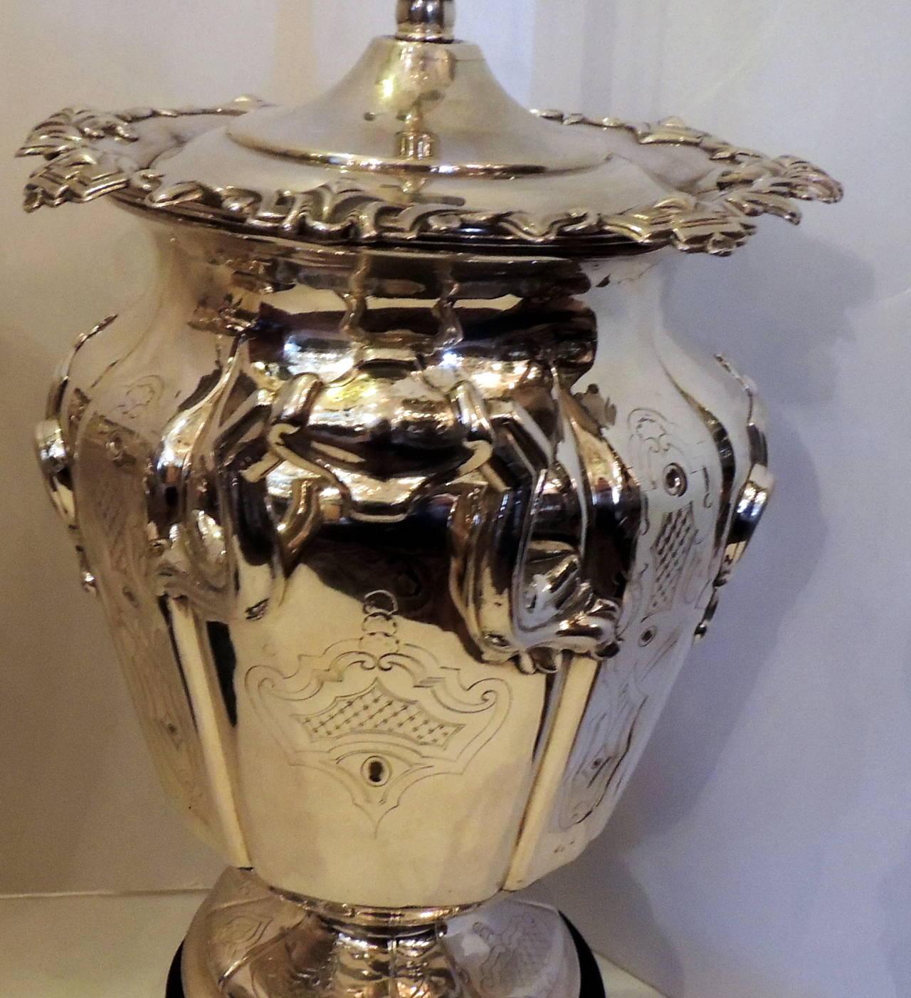 Exceptional Pair of English Silver Plated Champagne Ice Bucket Lamps, Unique 2