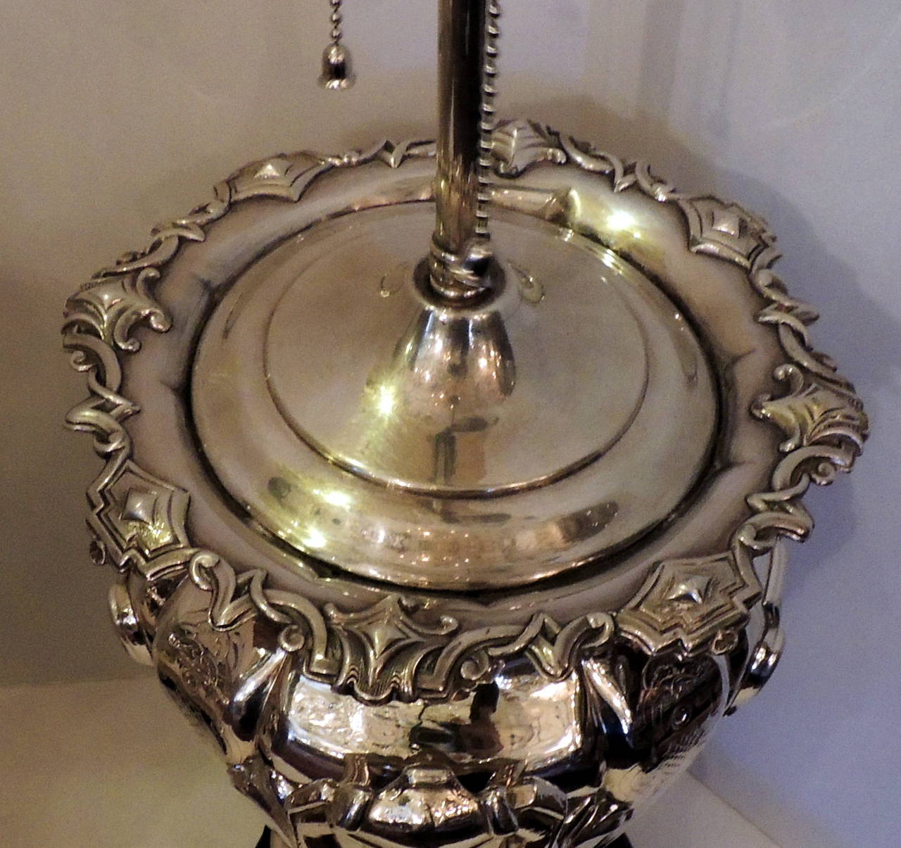 Exceptional Pair of English Silver Plated Champagne Ice Bucket Lamps, Unique 3