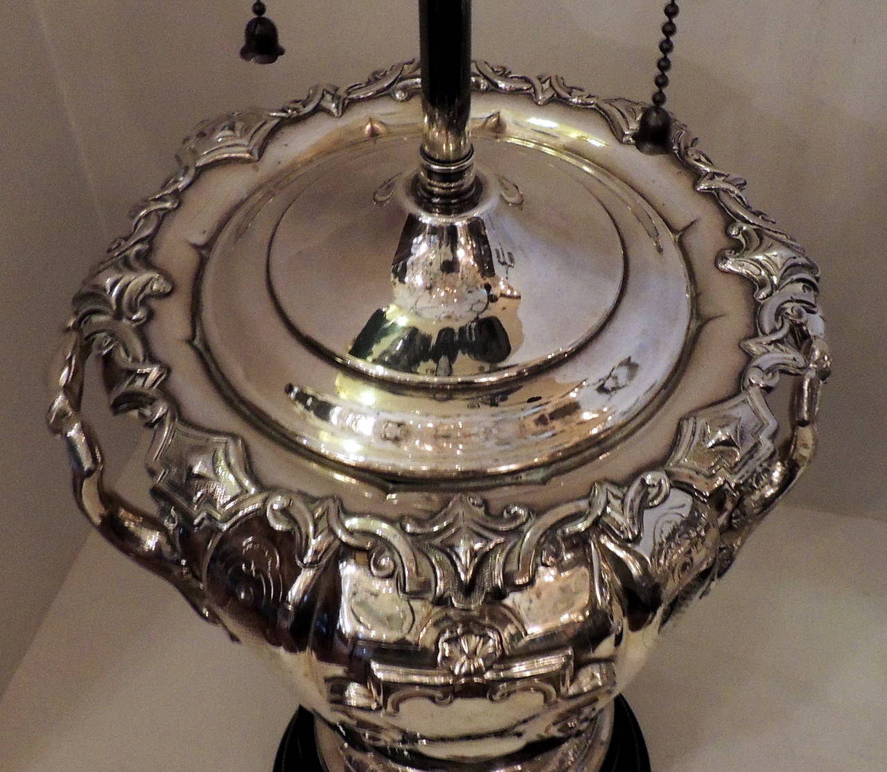 Exceptional Pair of English Silver Plated Champagne Ice Bucket Lamps, Unique 4