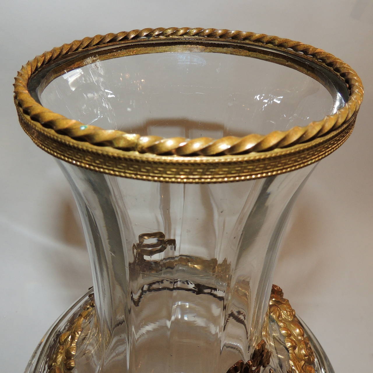Very Fine French Ormolu Doré and Crystal Bronze-Mounted Pedestal Vase 2