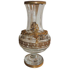 Very Fine French Ormolu Doré and Crystal Bronze-Mounted Pedestal Vase