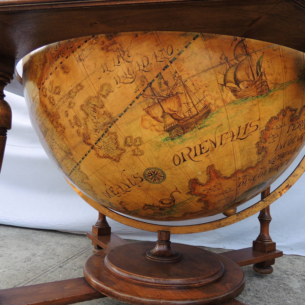 20th Century Monumental Vintage World Globe with Celestial Markings in Beautiful Pine Stand