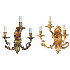 Wonderful Pair Of Regency Wood Carved & Gilt Neoclassical Lion 3 Arm Sconces