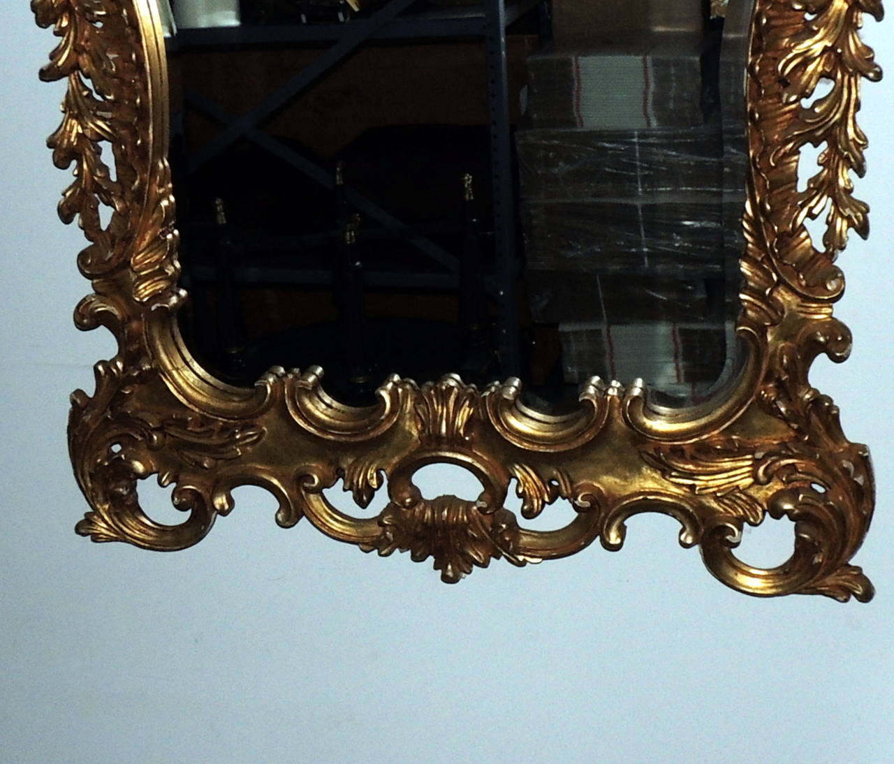 Mid-20th Century Wonderful Pair of Italian Gilt Carved Wood Rococo Mirrors with Beveled Edges
