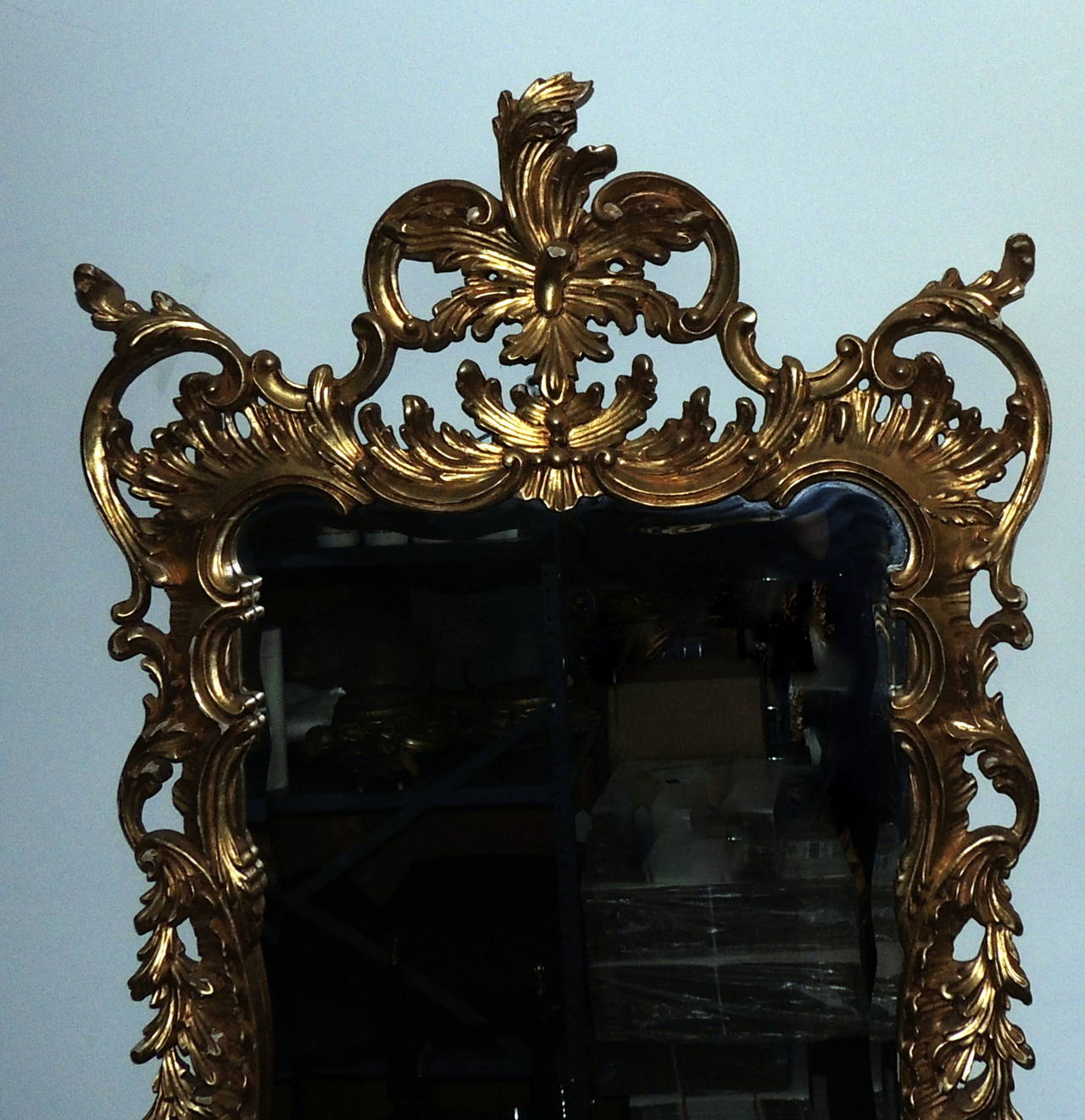 Wonderful Pair of Italian Gilt Carved Wood Rococo Mirrors with Beveled Edges In Good Condition In Roslyn, NY