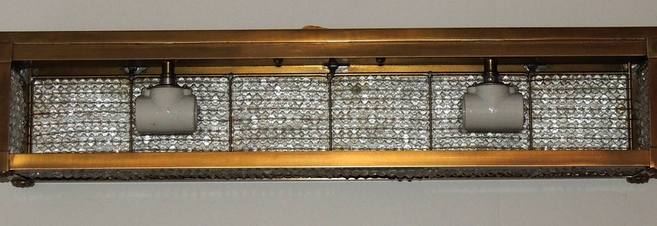 Beautiful Vintage Bronze Sherle Wagner Light Box Fixture with Crystal Beads In Good Condition In Roslyn, NY