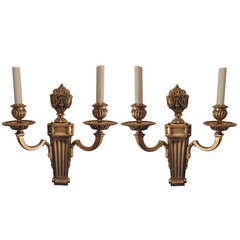 Pair Of Handsome Dore Bronze 2 Arm Caldwell Wall Sconces In The Neoclassic Style