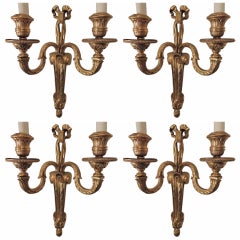 Wonderful Set of Four French Gilt Bronze Wall Sconces in the Style of Caldwell