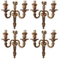 Wonderful Set of Four French Gilt Bronze Wall Sconces in the Style of Caldwell 12