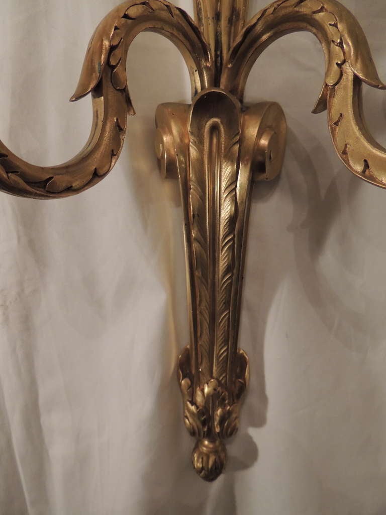 Wonderful Set of Four French Gilt Bronze Wall Sconces in the Style of Caldwell In Good Condition In Roslyn, NY