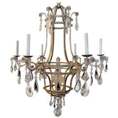 Vintage Wonderful Transitional Beaded and Rock Crystal Italian Bagues Style Chandelier