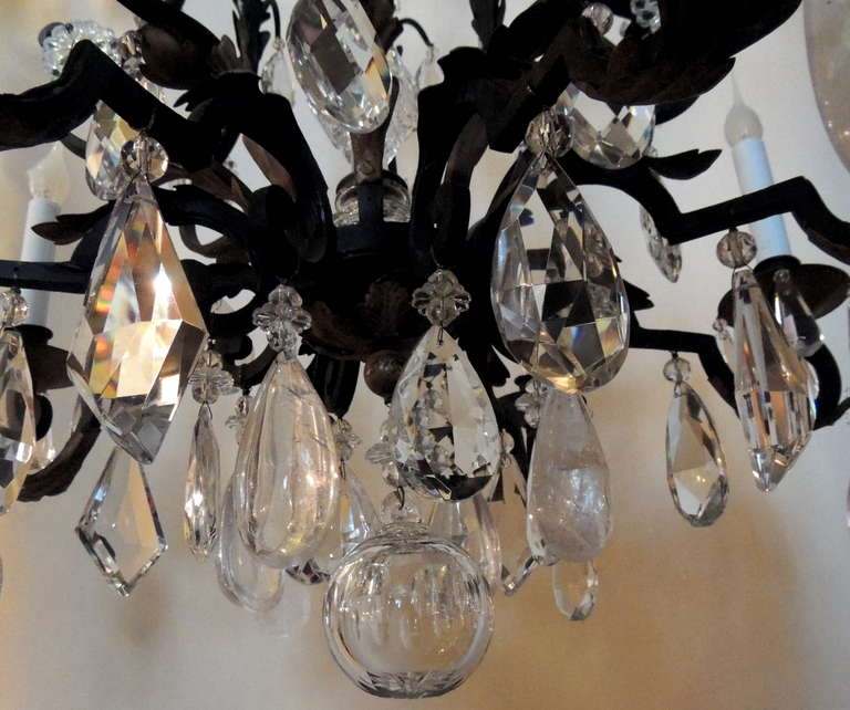 A Wonderful French Wrought Iron & Rock Crystal Louis XV Style Chandelier 4