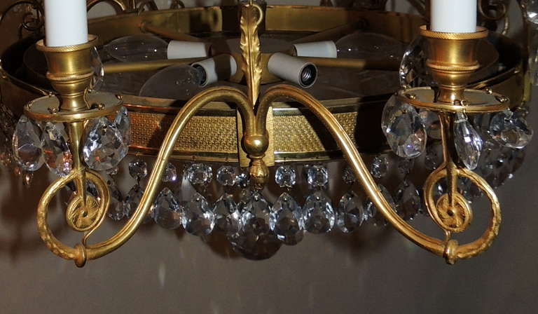 20th Century Very Fine French Empire Doré Bronze and Cut Crystal Baltic Chandelier